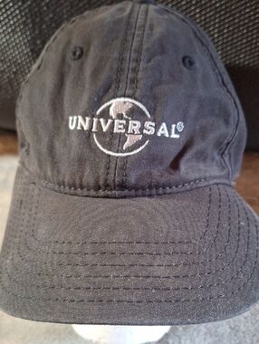 Universal Black Baseball Hat with White Embroidered Globe Logo